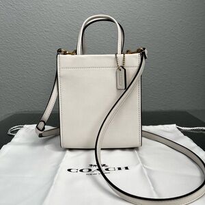Coach Mini Cashin Tote in White and Brass